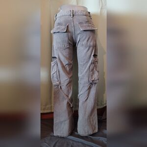 A Zara Gray Cargo Pants Relaxed Fit